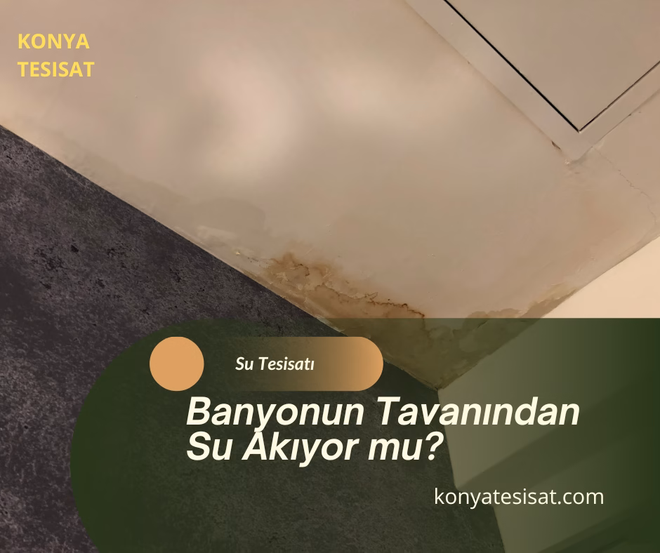 Banyo tavanından damlayan su ve oluşan nem lekesi, üst kattan gelen su sızıntısını gösteriyor.