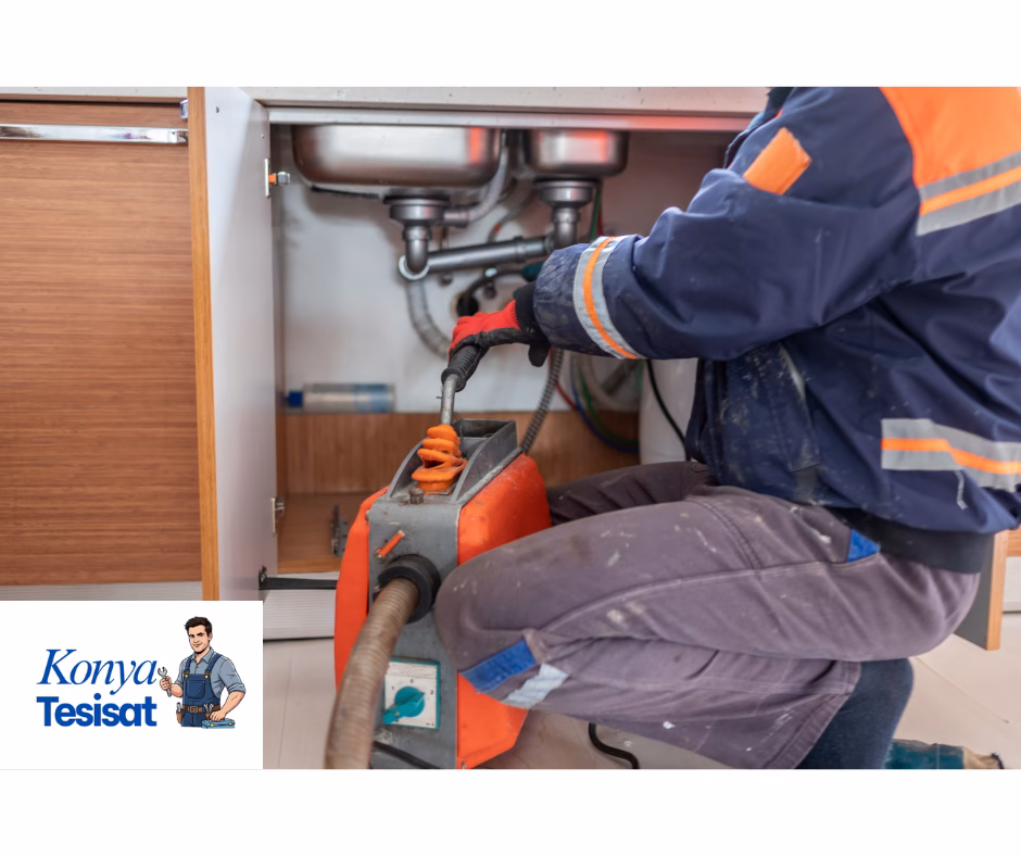 Konya Tesisat'ın robot cihazı ile kırmadan tıkalı tuvalet gideri açma işlemi ve kameralı tespit.